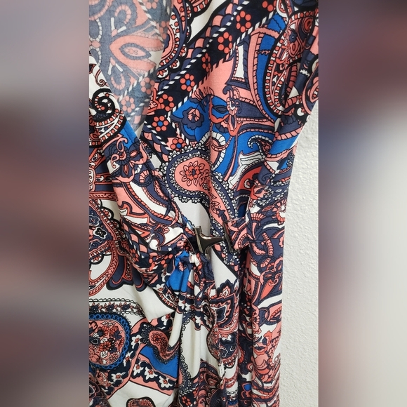 George | Faux Wrap, Secured with Metal Detail, Western Style, Paisley, Dress - Picture 3 of 5